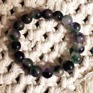 Natural multi treasure turquoise stone, crystal green ghost Agate bracelet 10mm.